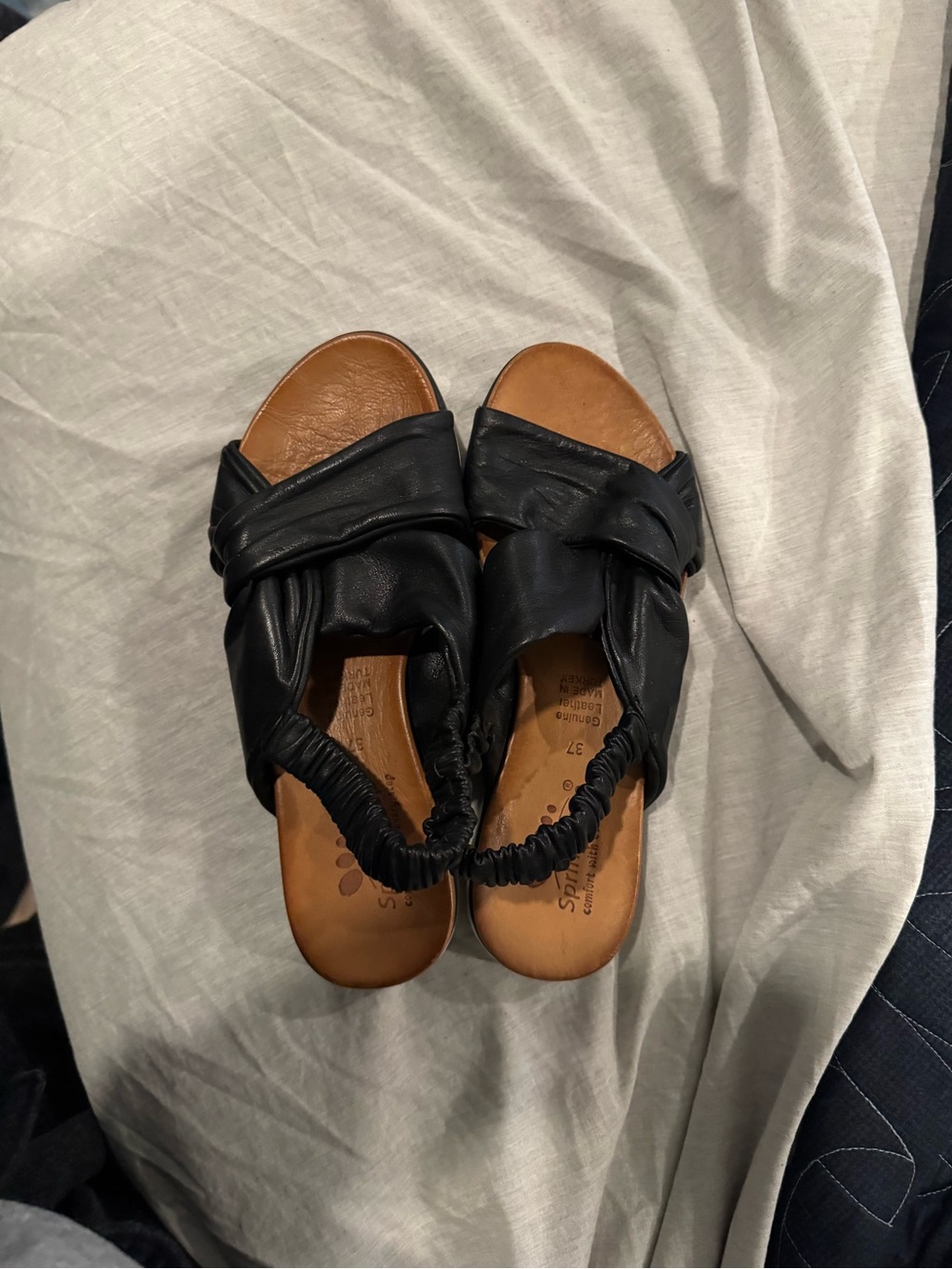 Spring Step Black Knot Front Slingback Sandals